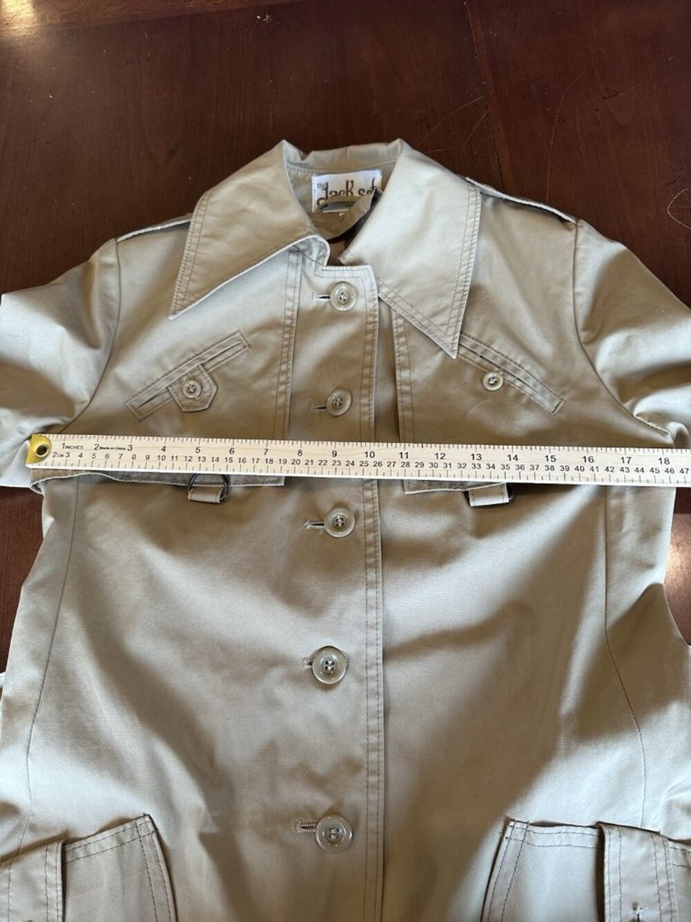 VINTAGE The Jack Set Tan Trench Coat Womens Medium Great Details - Picture 11 of 11